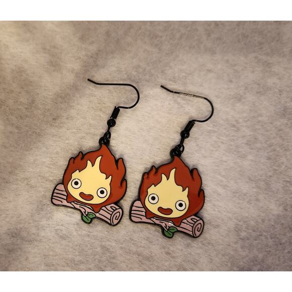 Calcifer Howl's Moving Castle Charm Earrings - Picture 3 of 3